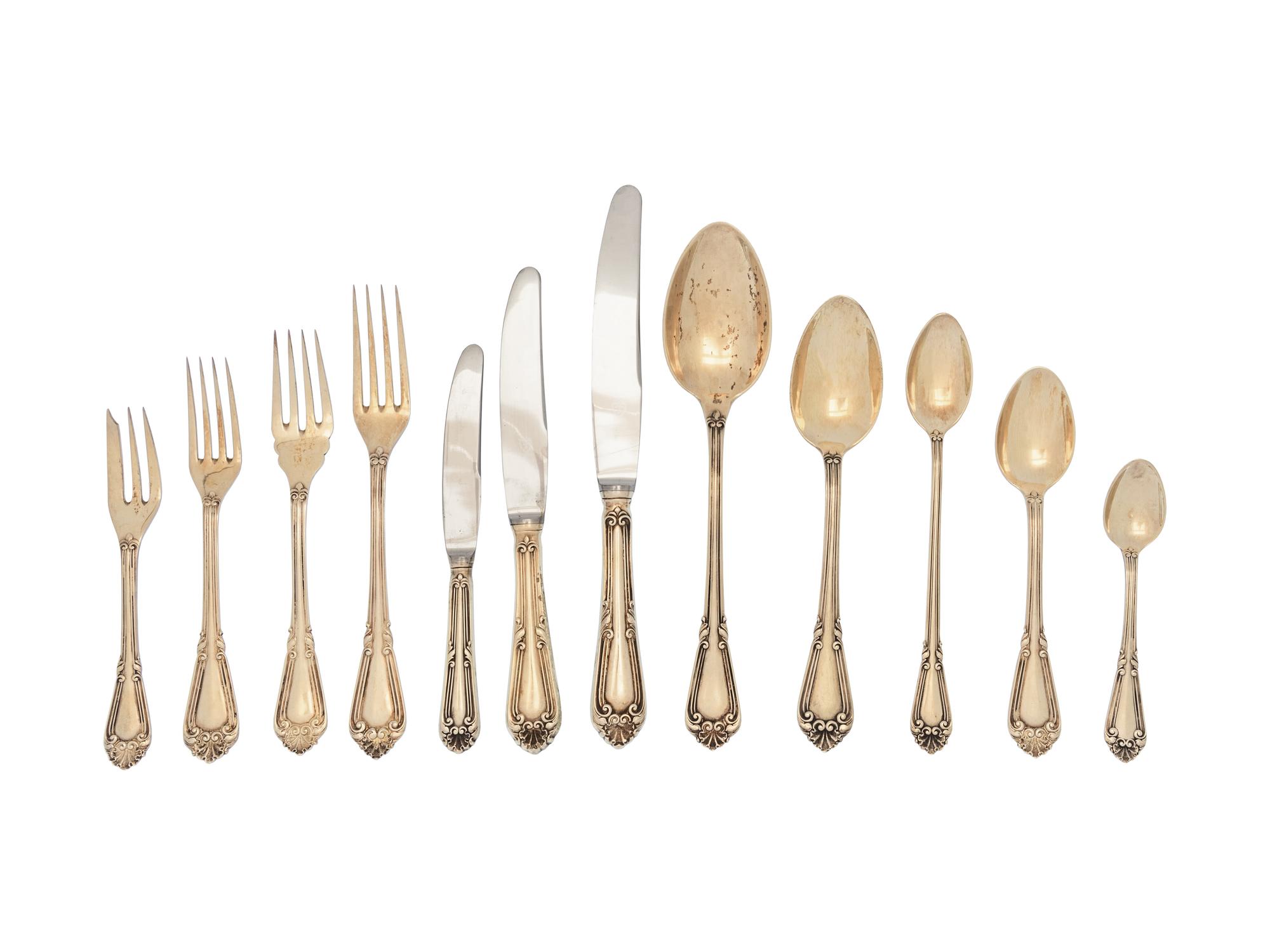 A Portuguese Silver Flatware Service