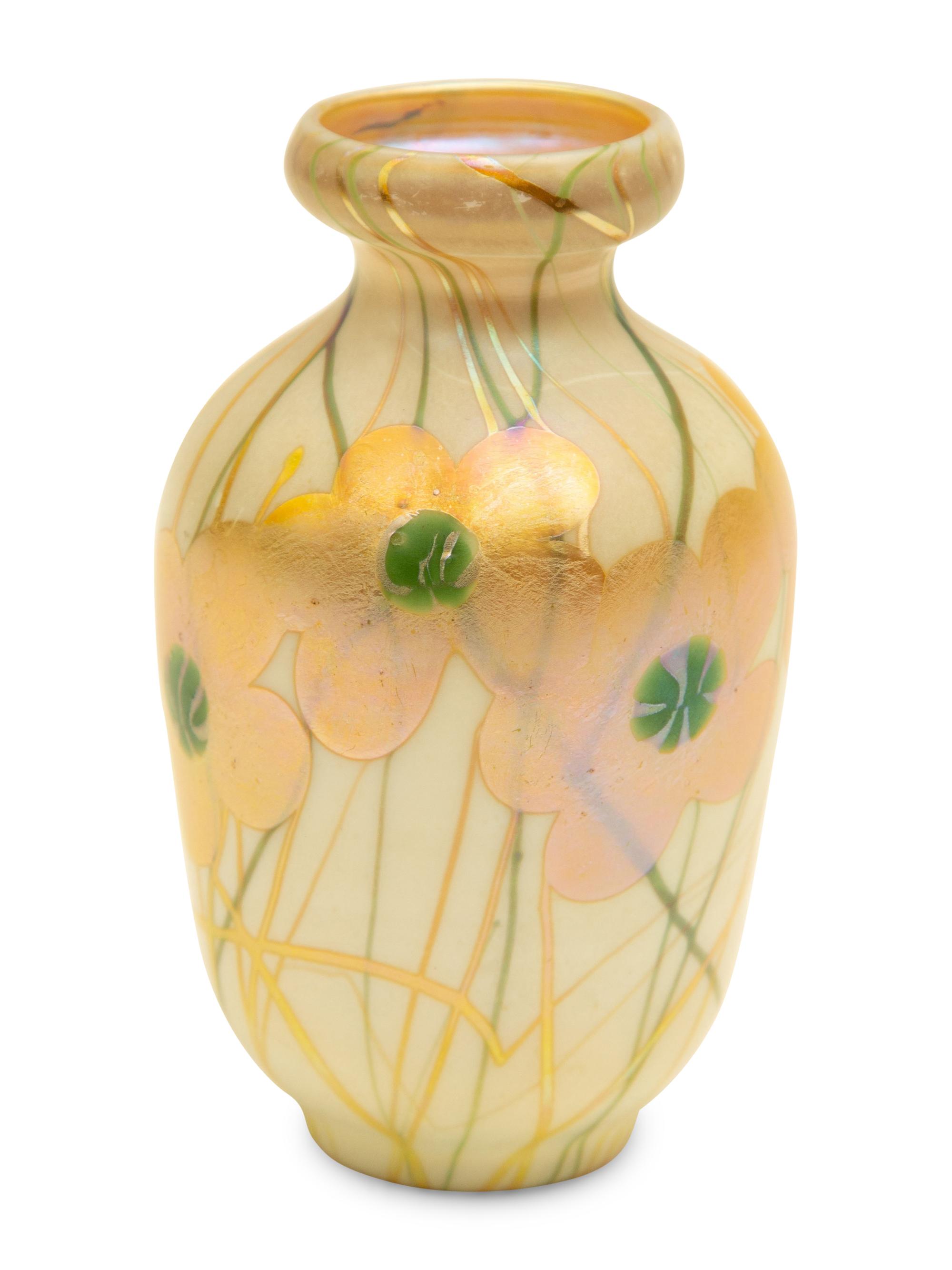 A Quezal Iridescent Glass Vase
