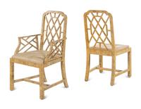 A Set of Four Georgian Style Bone-Veneered Dining Chairs