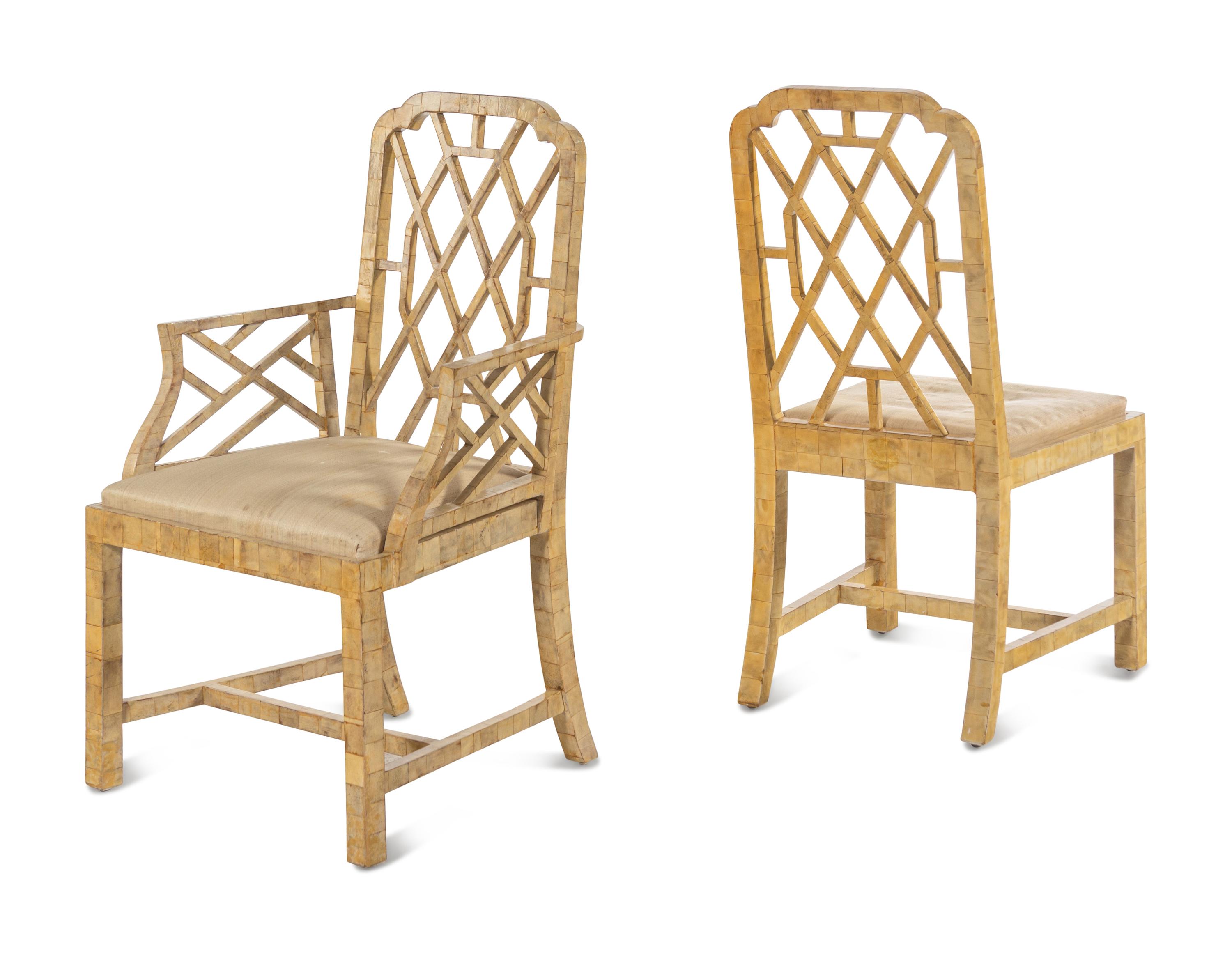 A Set of Four Georgian Style Bone-Veneered Dining Chairs