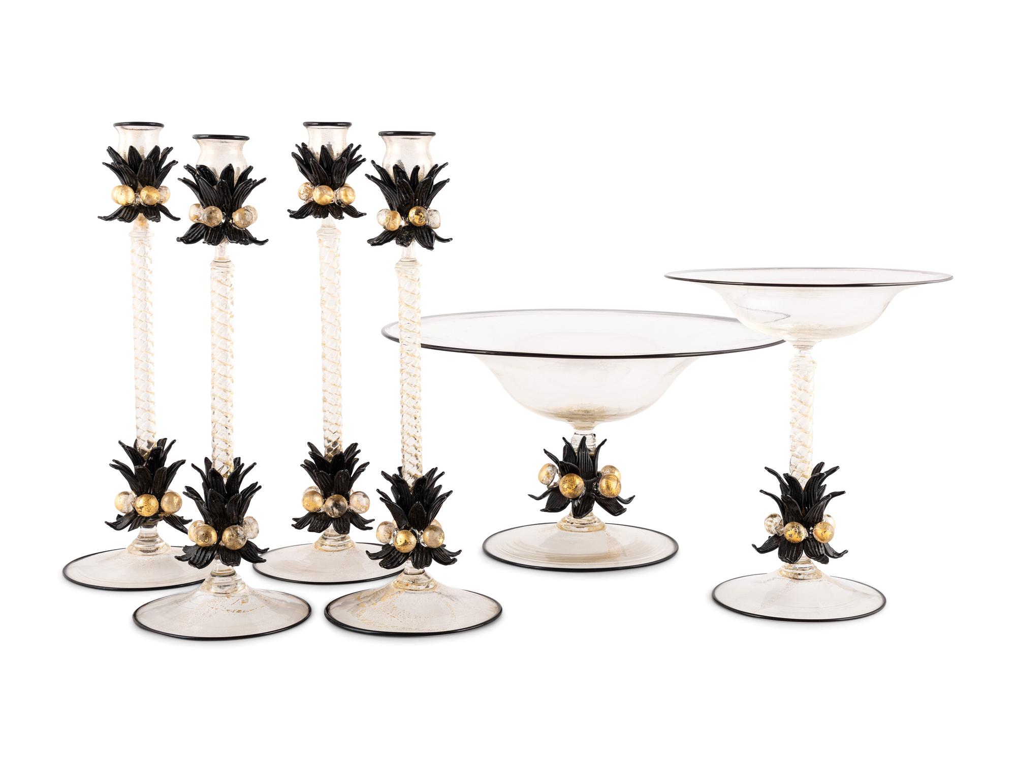An Assembled Set of Murano Glass Table Articles