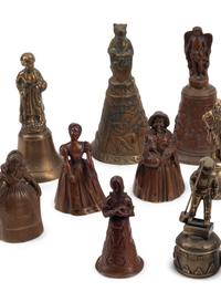 An Collection of Twenty Continental Bronze and Brass Figural Bells