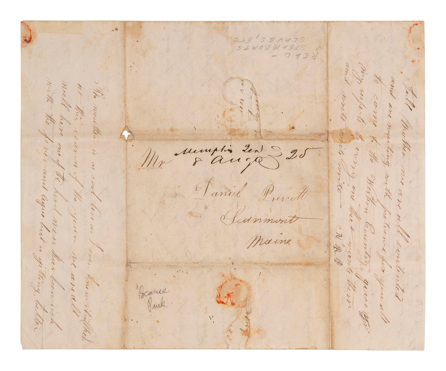 [ENSLAVEMENT]. A letter describing the practice of buying & selling enslaved persons. 7 August 1831.