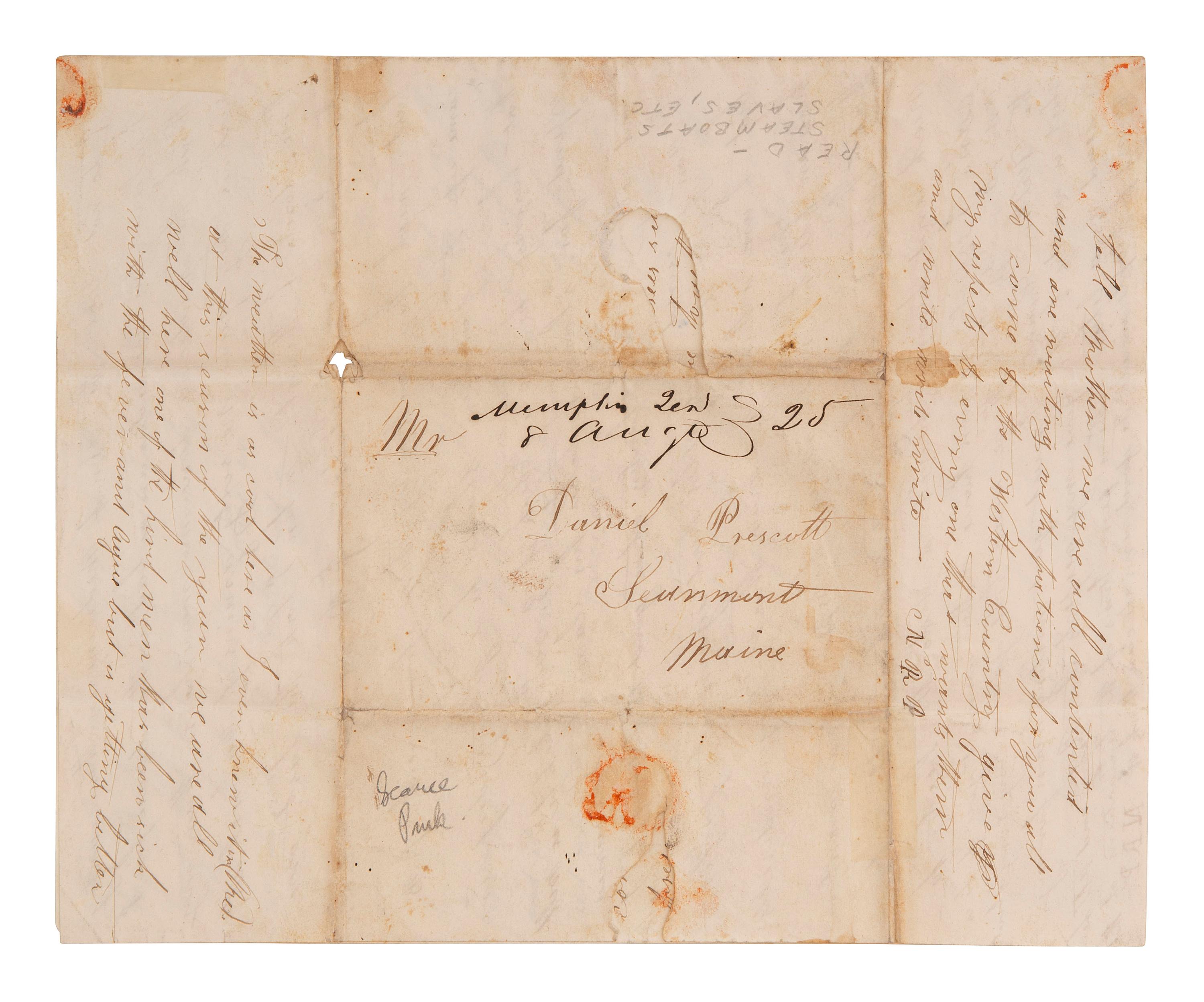 [ENSLAVEMENT]. A letter describing the practice of buying & selling enslaved persons. 7 August 1831.