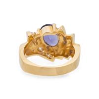 YELLOW GOLD, TANZANITE AND DIAMOND RING