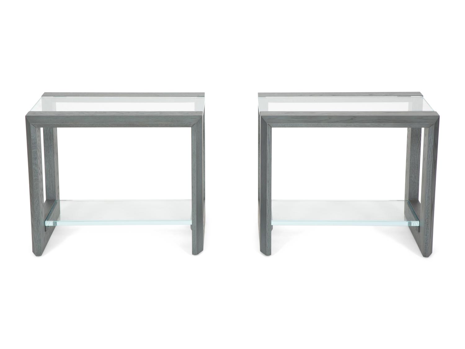 A Pair of Hellman Chang Stained Oak Lucid Side Tables