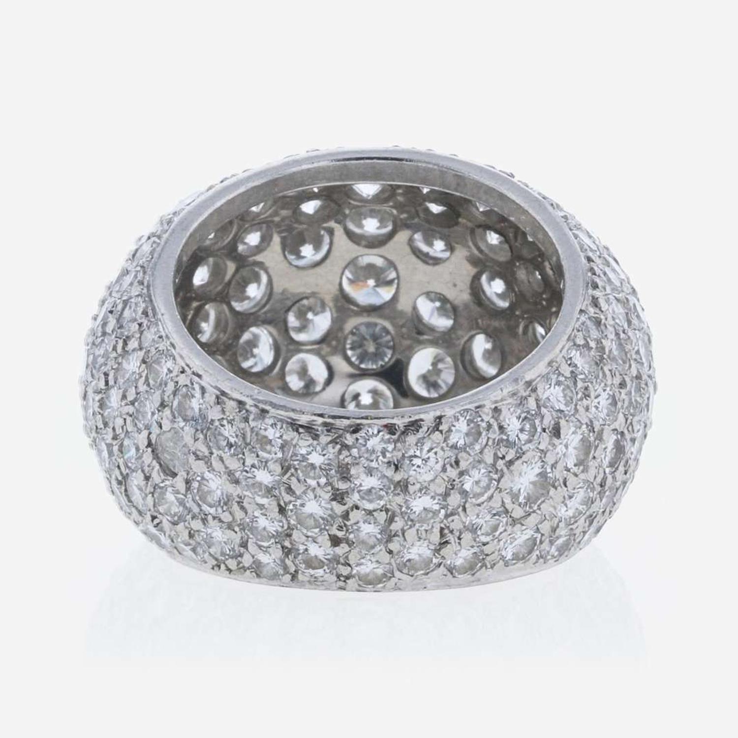 A Pavé-Set Bombé Style Diamond Ring