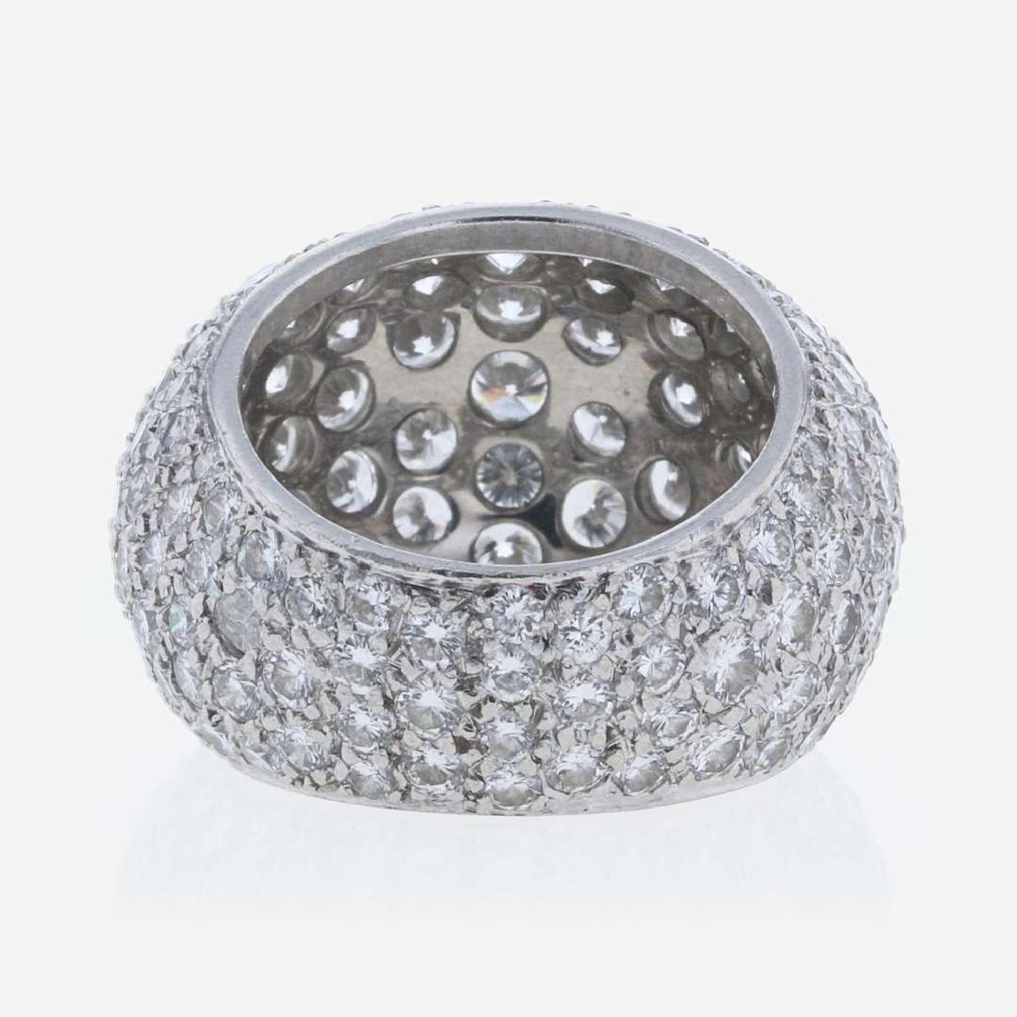 A Pavé-Set Bombé Style Diamond Ring