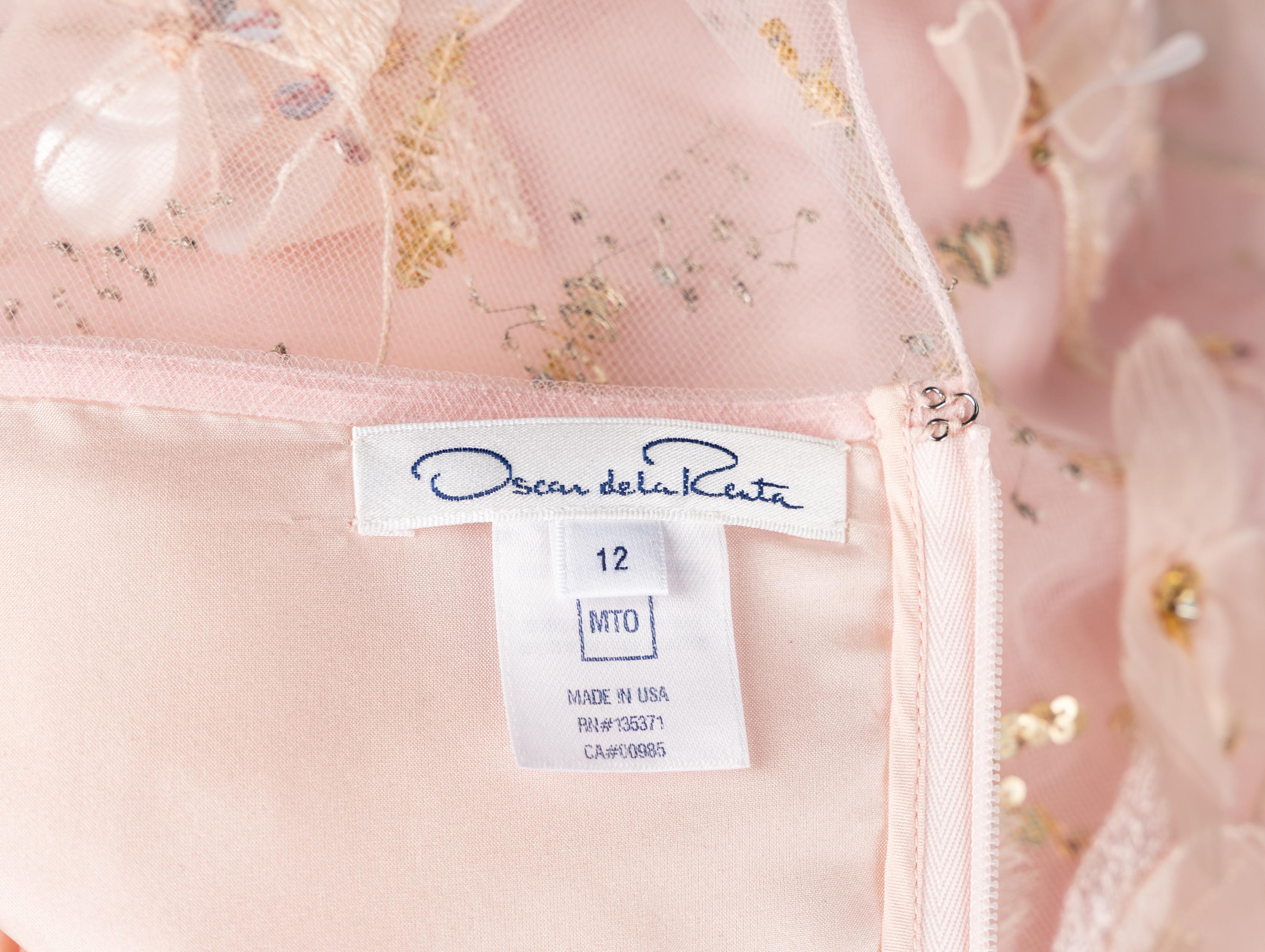 Oscar de la Renta, Pink Tulle Embellished Gown