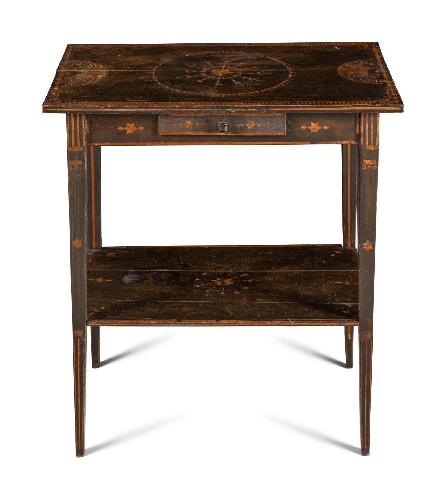 A Folk Art Marquetry Side Table
