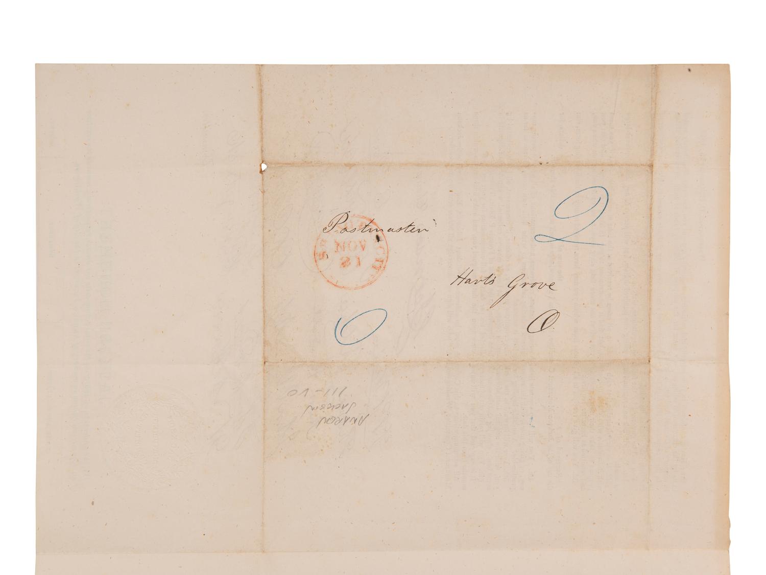 JACKSON, Andrew (1767-1845). Signature ("Andrew Jackson"), on a blank leaf excised from a book.