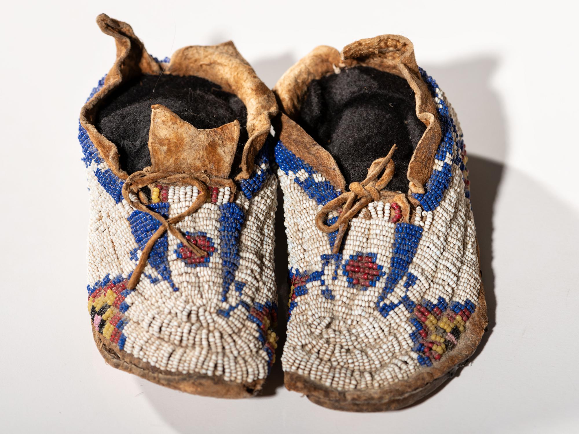 Cheyenne Child’s Beaded Hide Moccasins