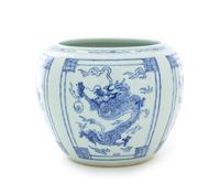 A Blue and White Porcelain Jardinere Height 7 inches.
