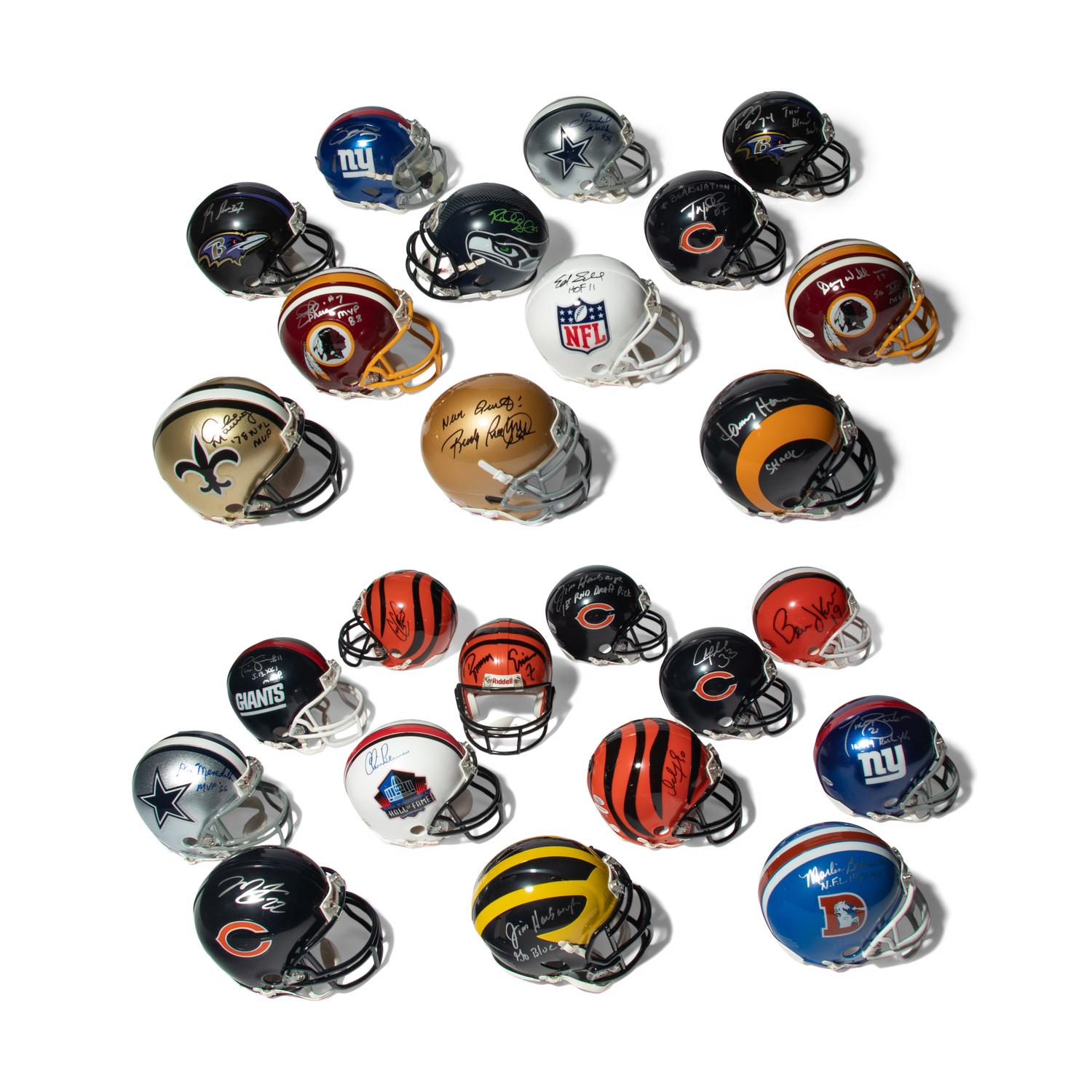A Large Collection of Assorted Notable Signed Autograph Mini Helmets (25)