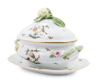 A Herend Porcelain Rothschild Bird Soup Tureen and Underplate