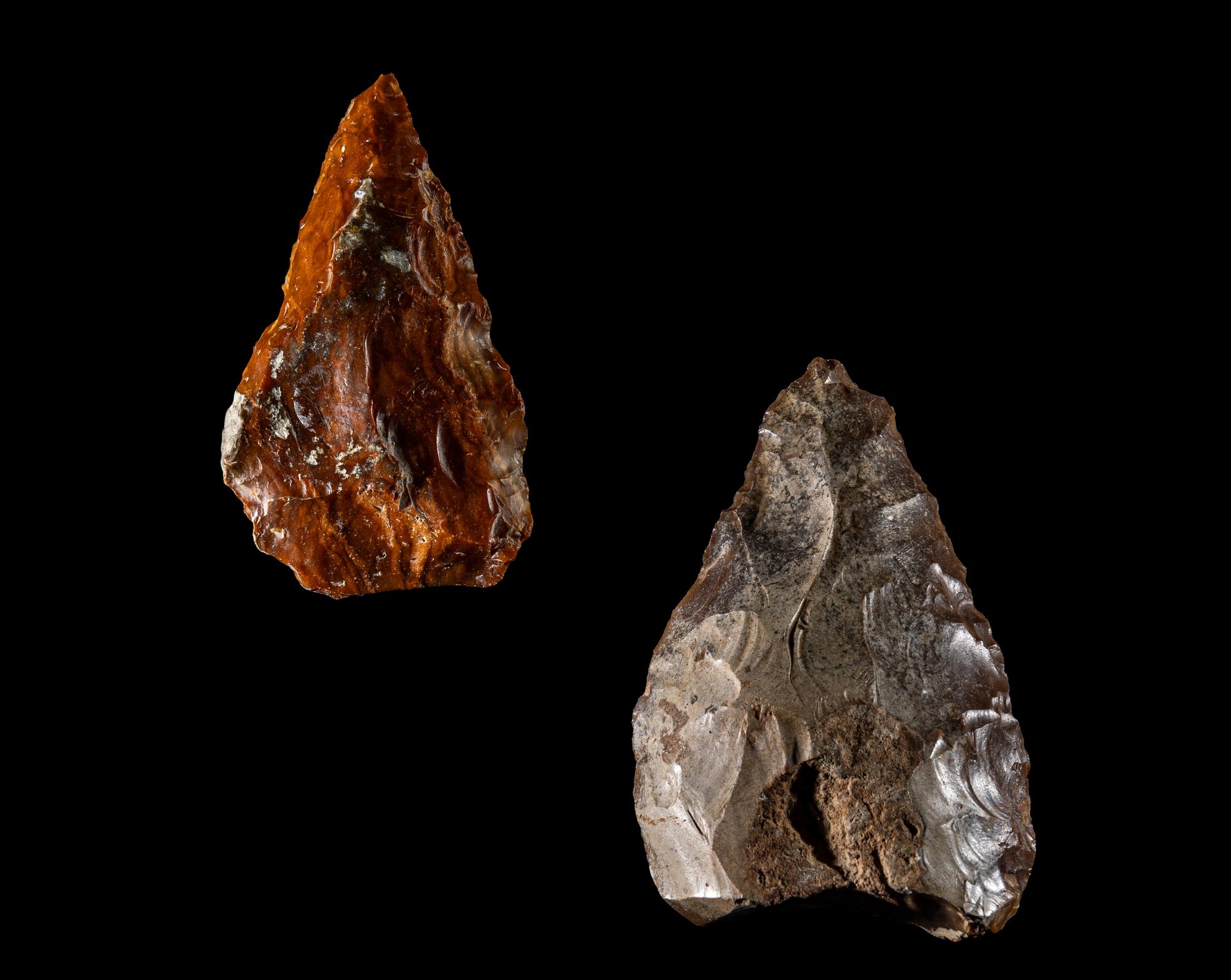 Two Paleolithic Flint Hand Axes
