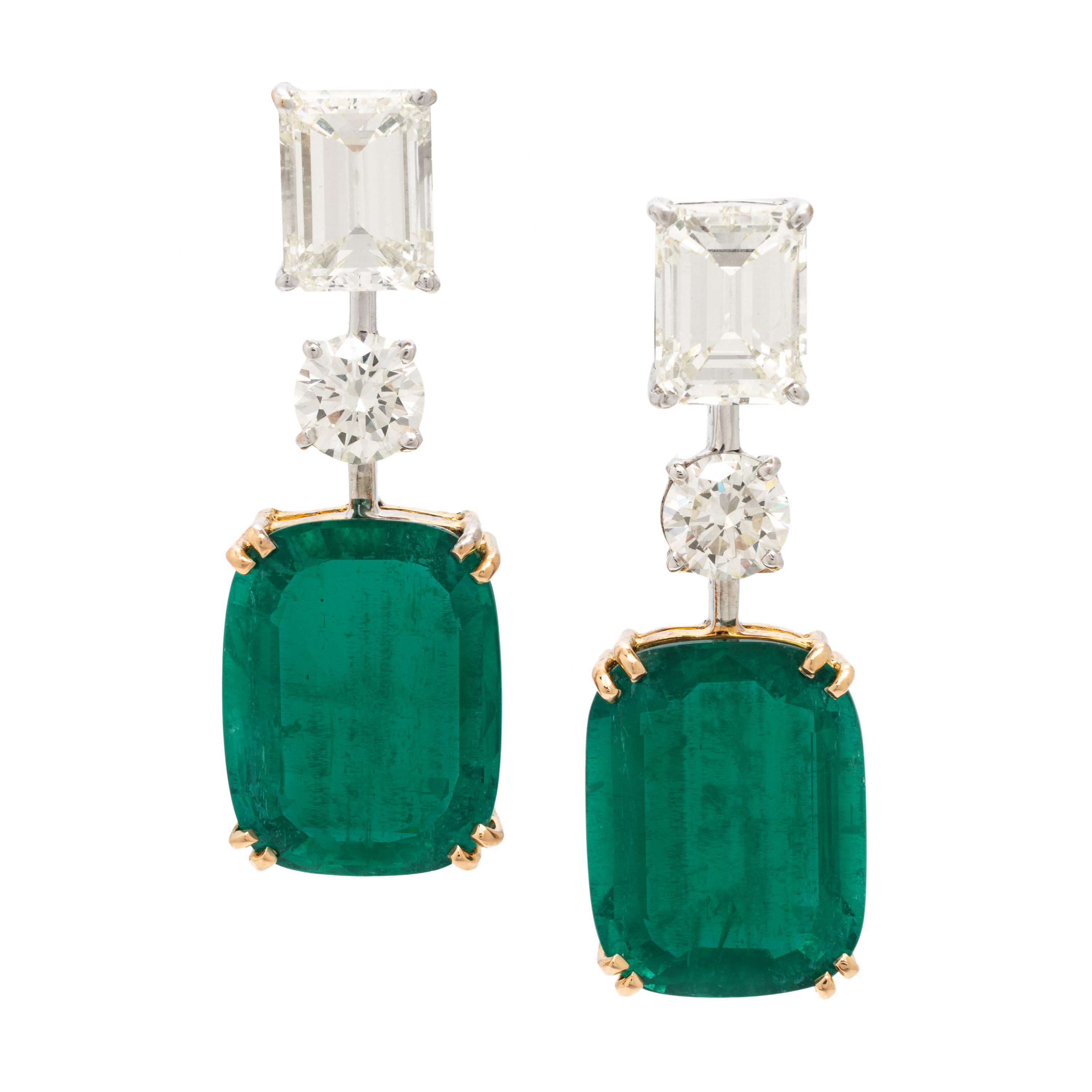 Important Emerald and Diamond Earrings