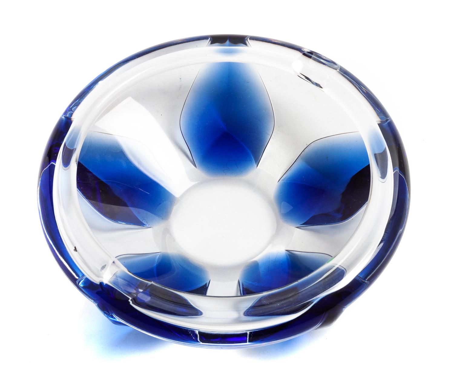 A Lalique Molded Glass Ash Receiver Diameter 6 3/4 inches.