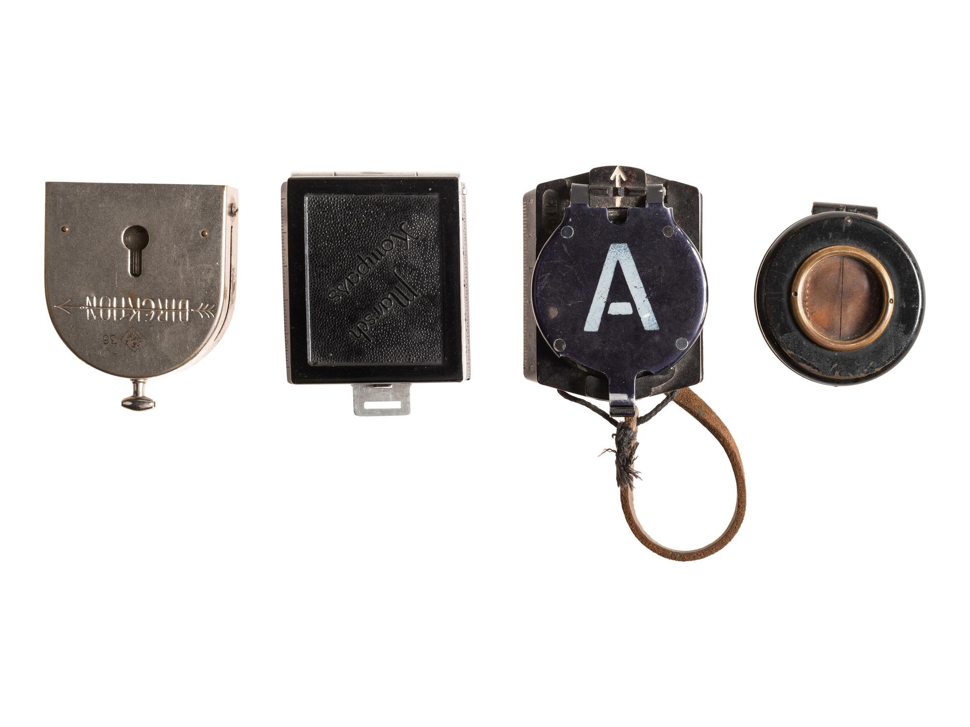 [WORLD WAR II]. Compasses, one British and three German.