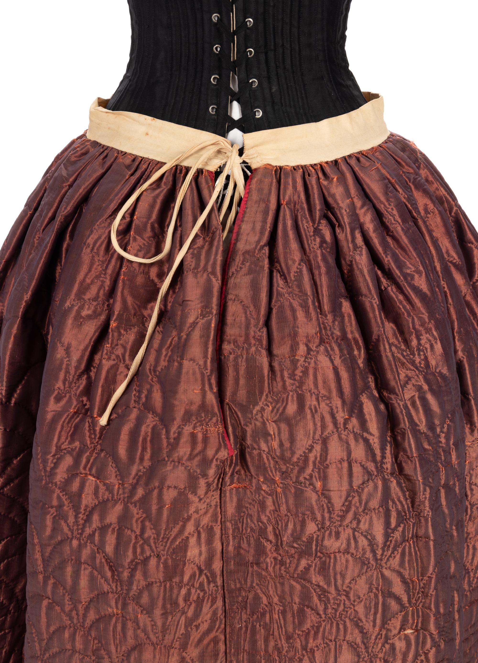 Two Quilted Silk Petticoats, 1840-50s