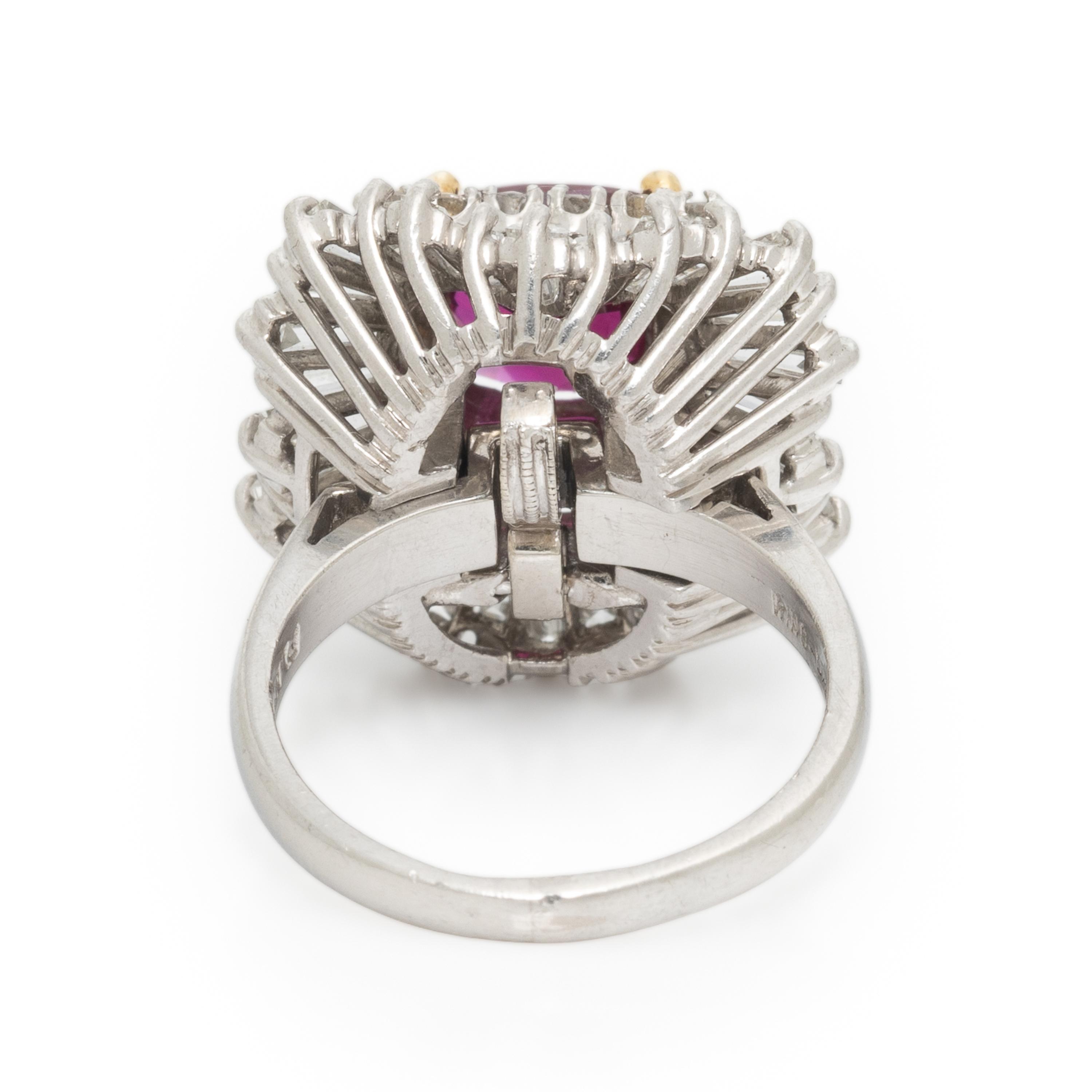 RUBY, DIAMOND, AND PLATINUM BALLERINA RING PENDANT