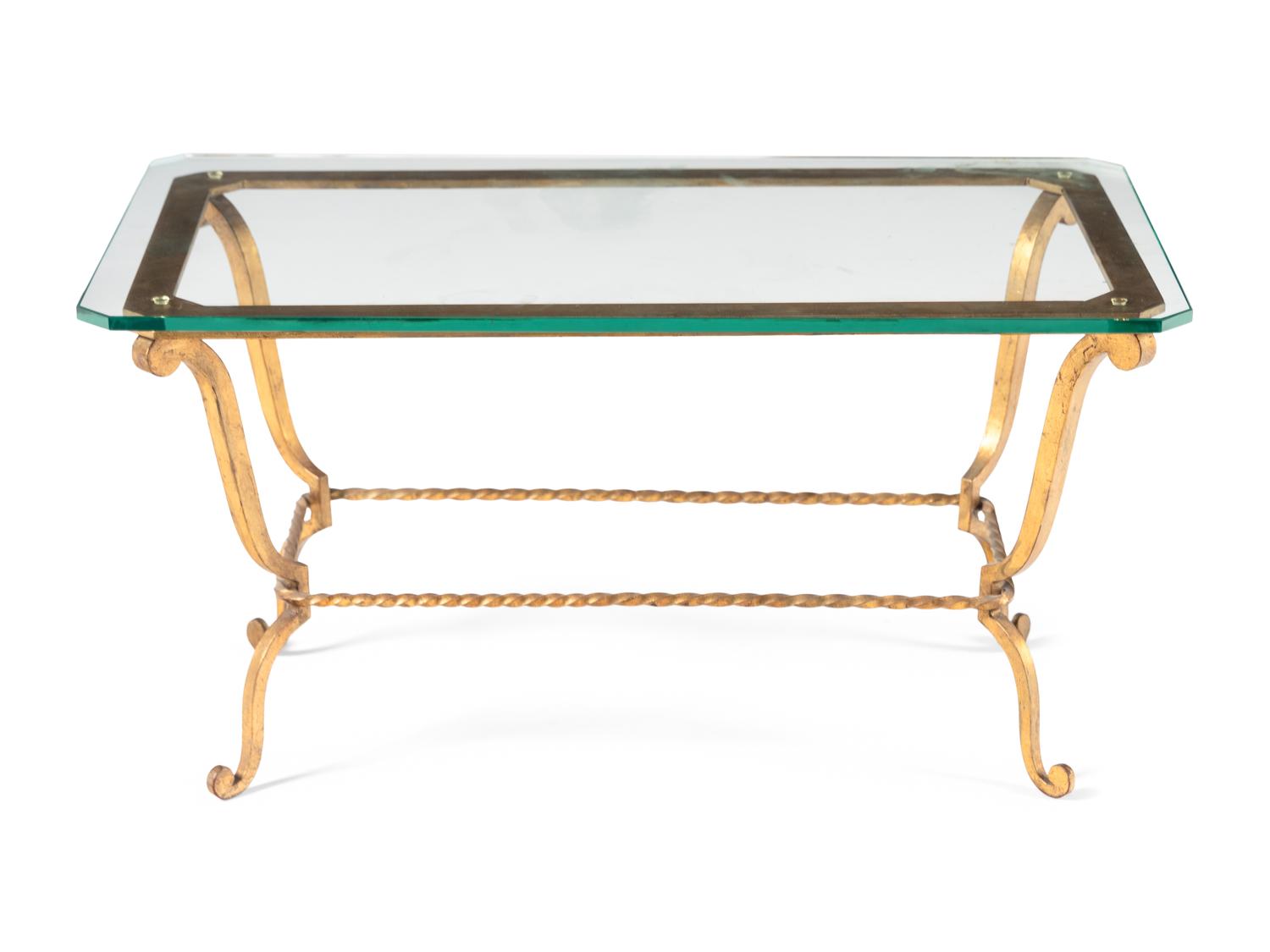 A Gilt Iron and Glass Low Table