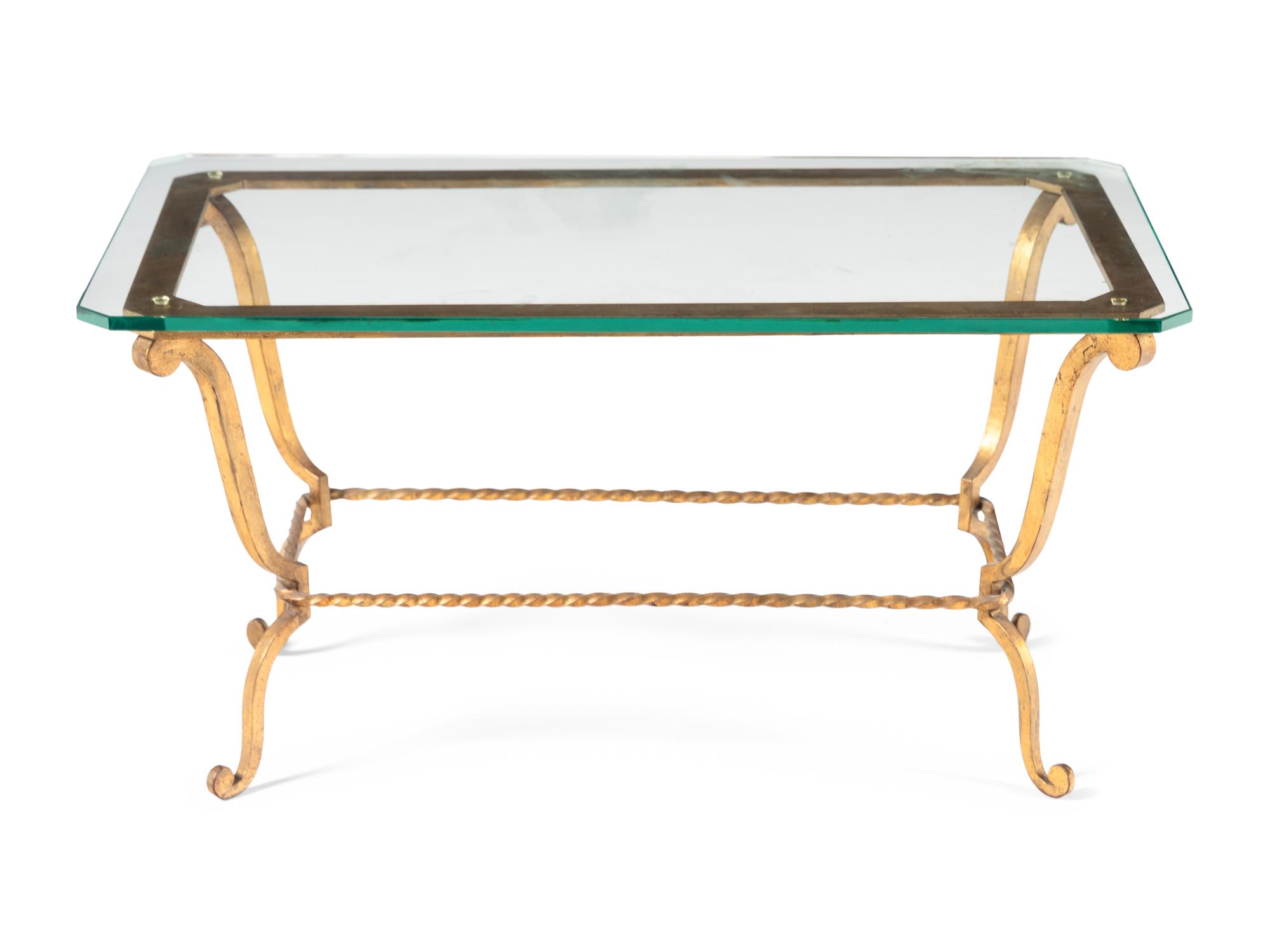 A Gilt Iron and Glass Low Table