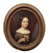 Artist Unknown, (Continental, 19th Century), Portrait of Young Girl with Bird