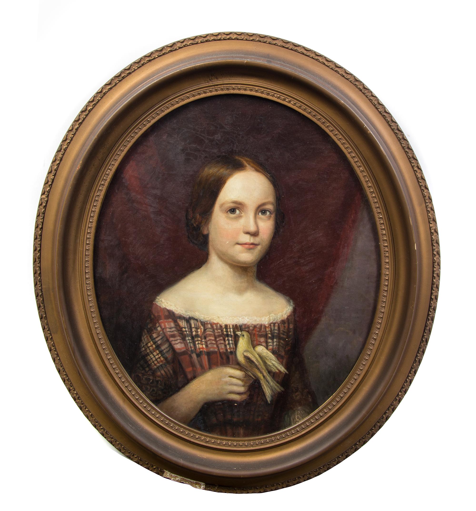 Artist Unknown, (Continental, 19th Century), Portrait of Young Girl with Bird