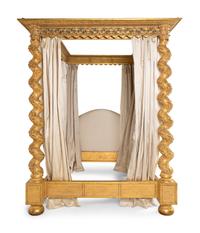 A Baroque Style Giltwood Canopy Bed