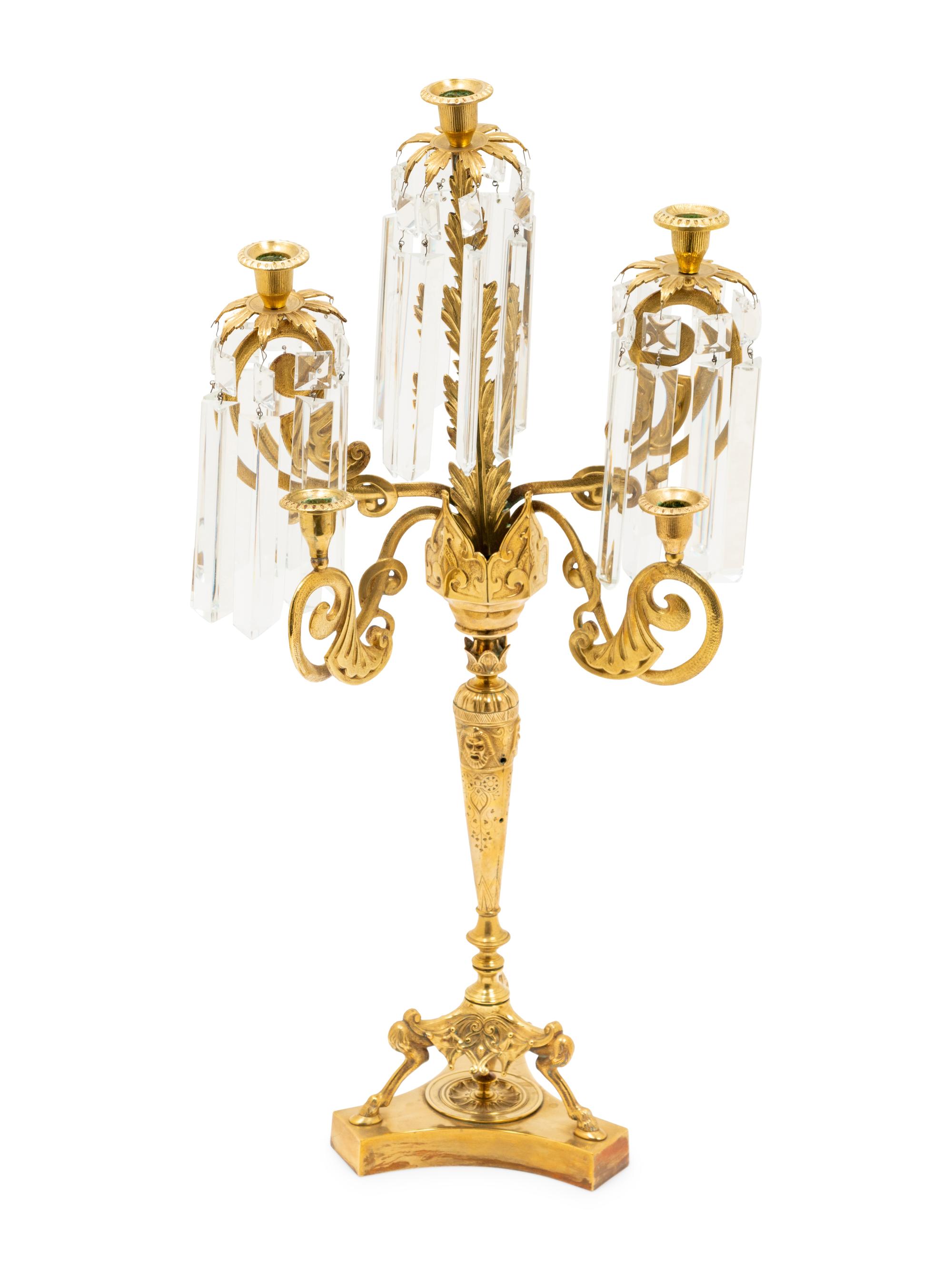 A Victorian Style Brass Five-Light Candelabrum