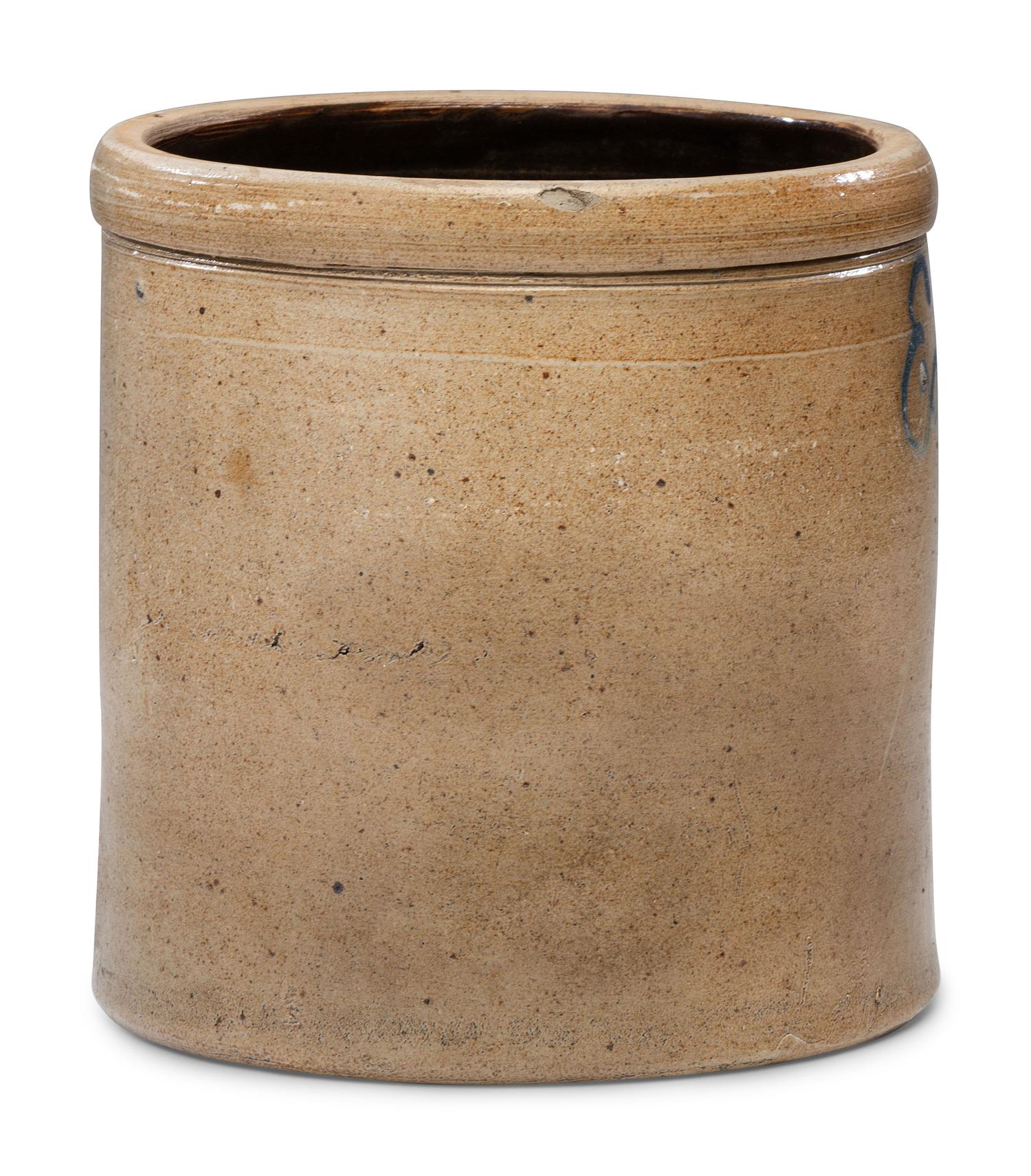 A Script Decorated Stoneware Crock