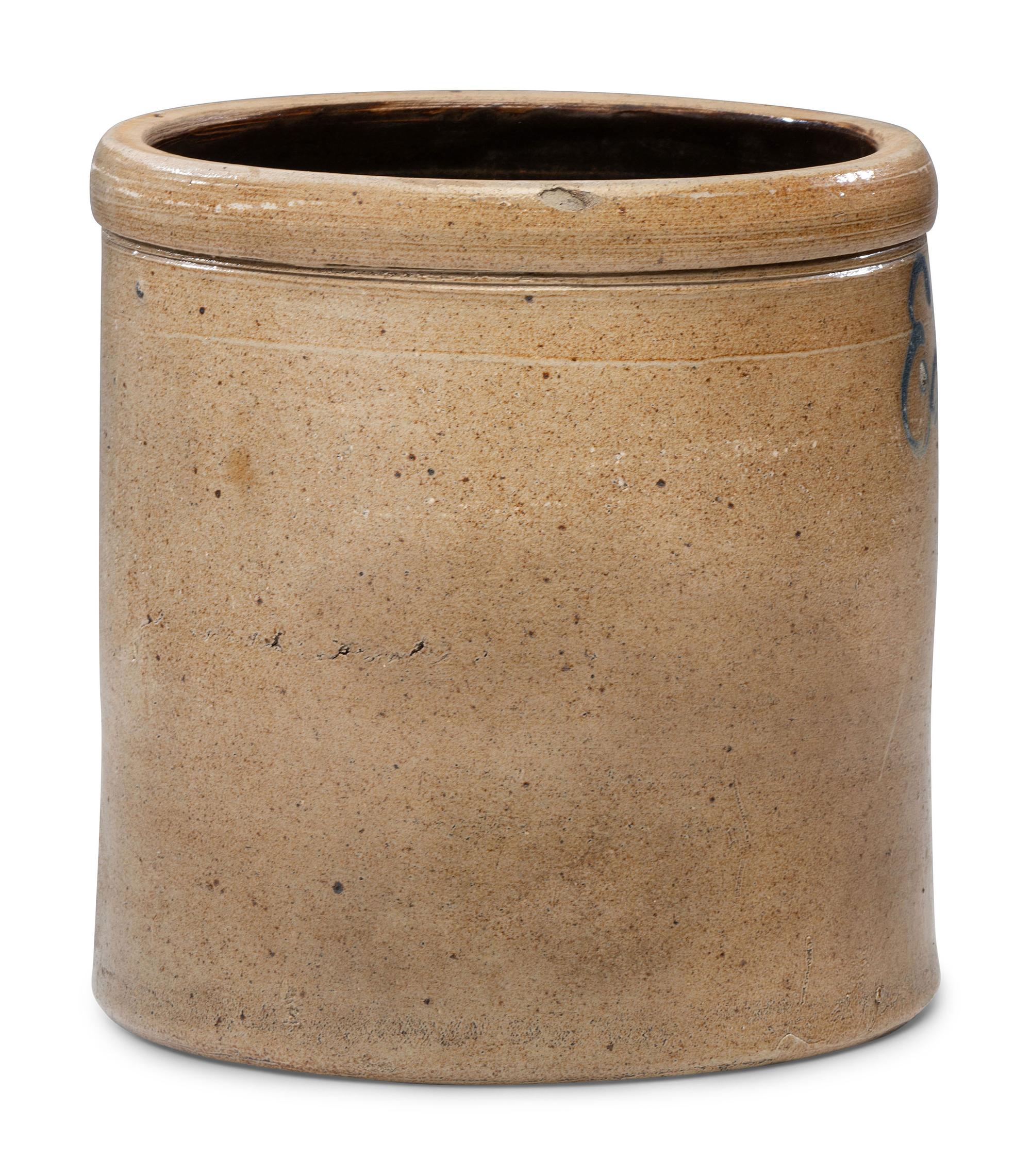 A Script Decorated Stoneware Crock
