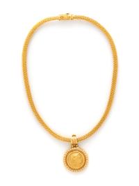 YELLOW GOLD AND DIAMOND COIN PENDANT/NECKLACE