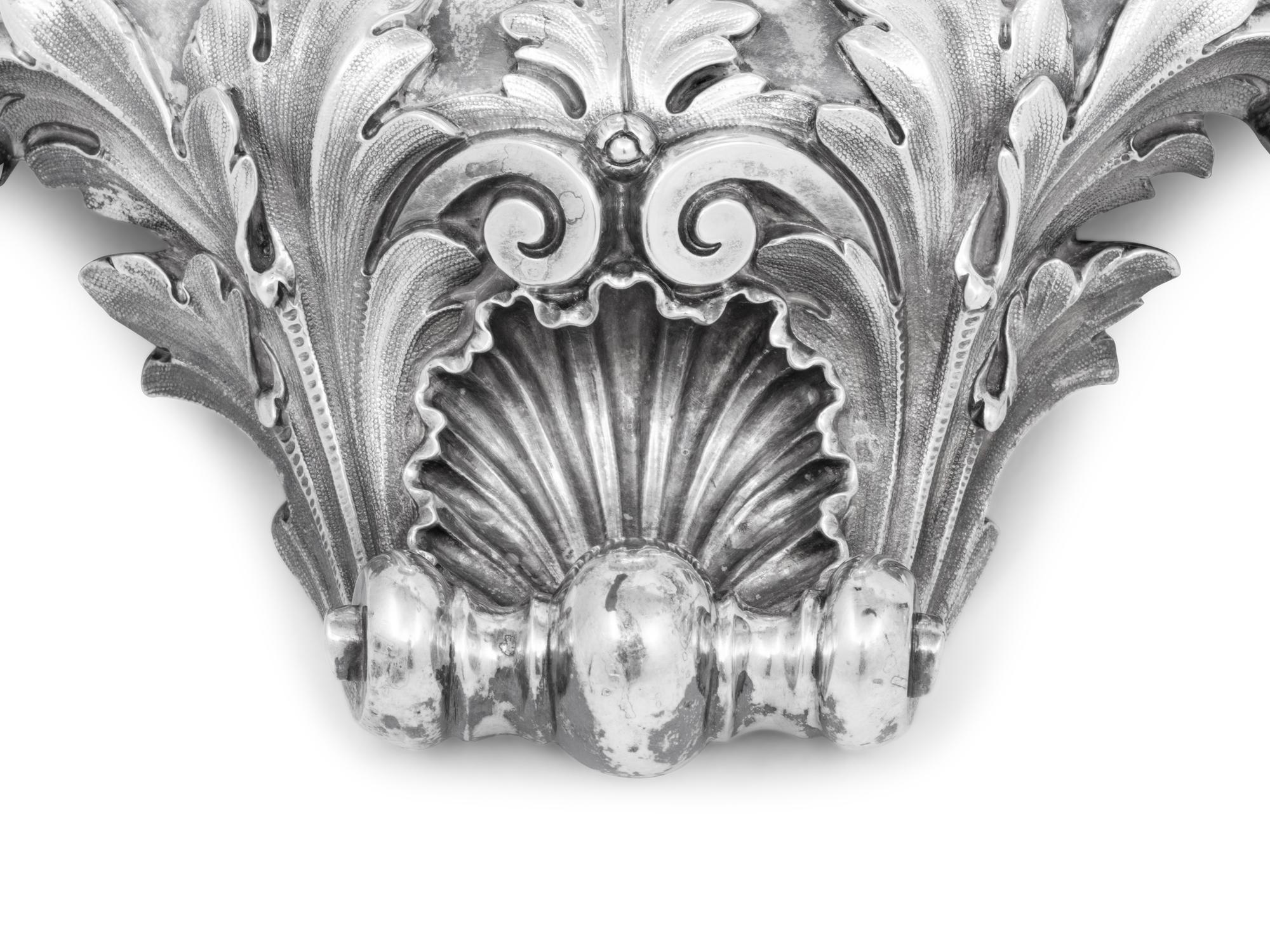 A Monumental Pair of Victorian Silver Four Light Candelabra
