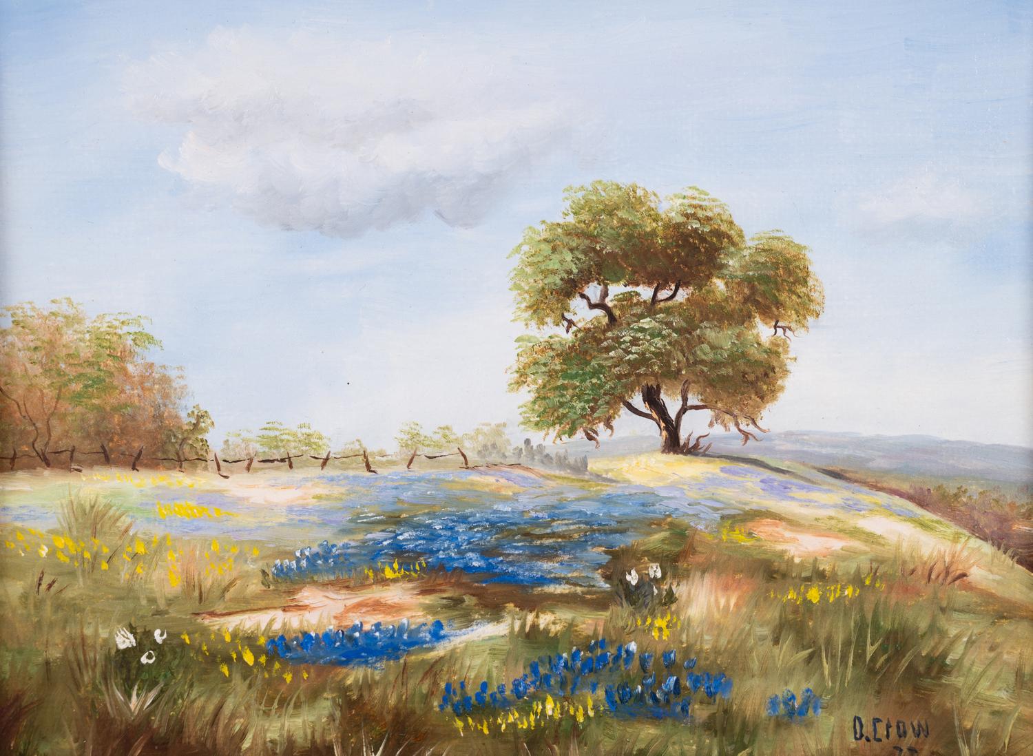 Two Works: Bluebells in a Meadow, oil on canvas and Bluebells on a Hillside , oil on board