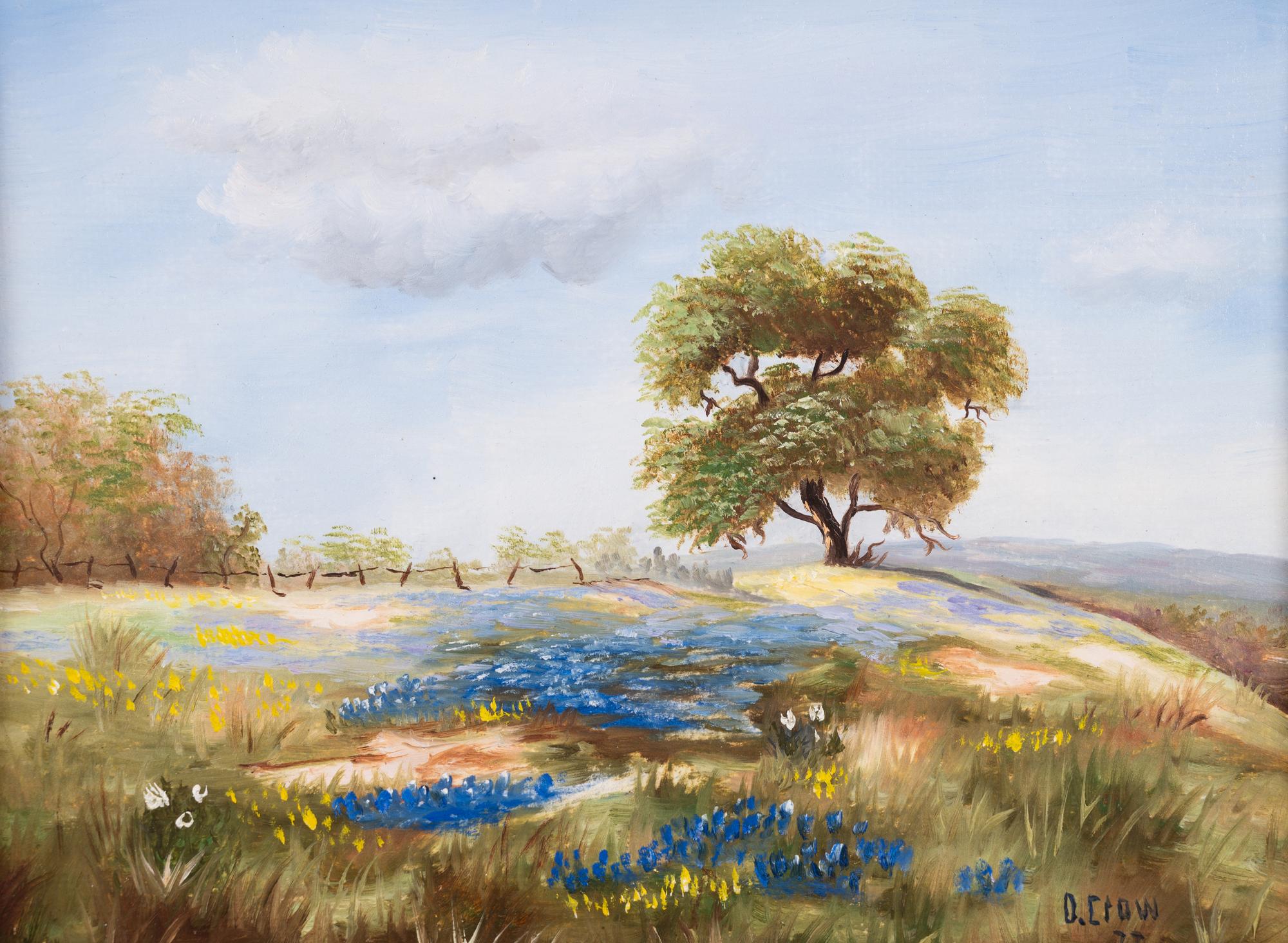 Two Works: Bluebells in a Meadow, oil on canvas and Bluebells on a Hillside , oil on board