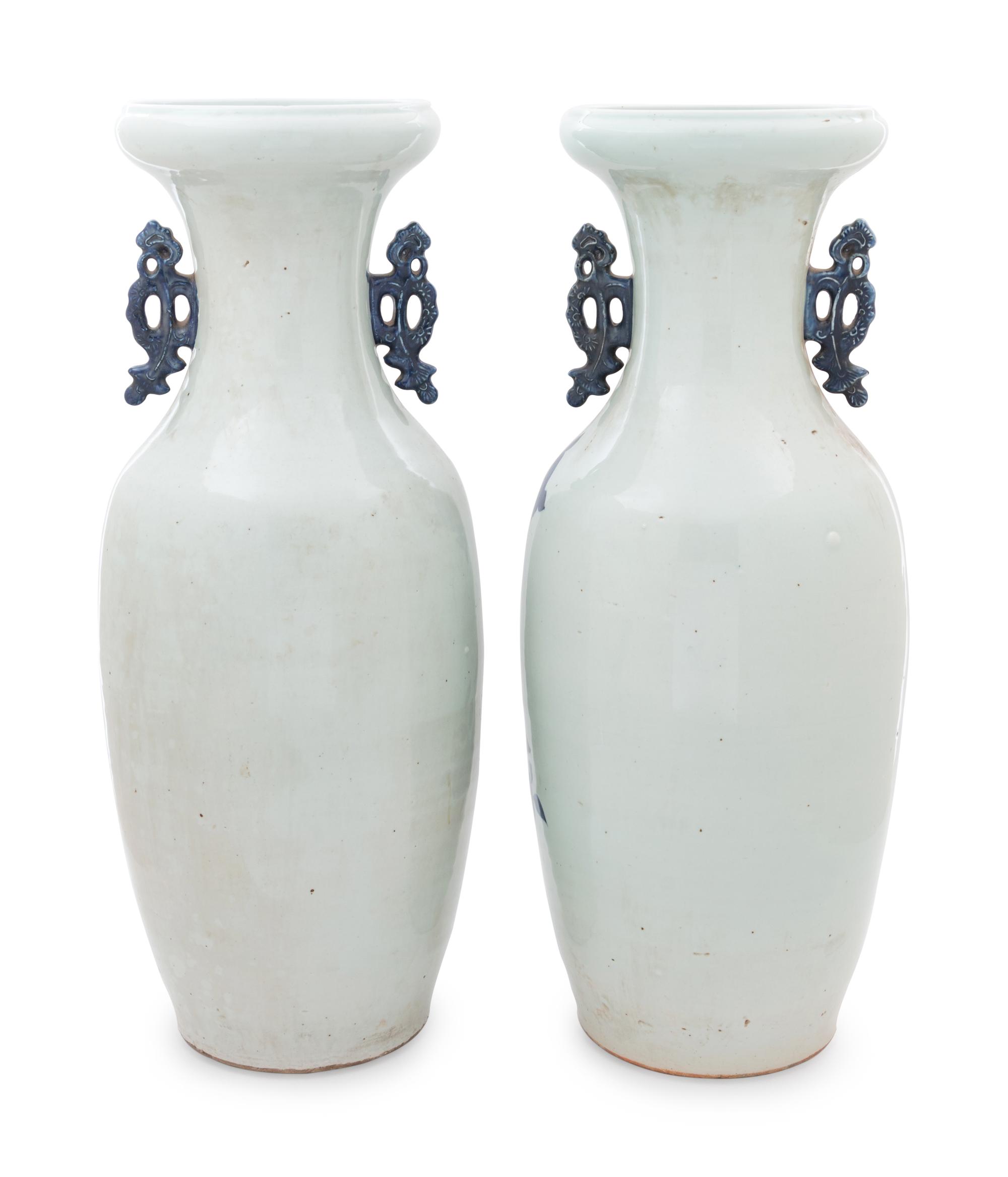 A Pair of Chinese Blue and White Porcelain Vases