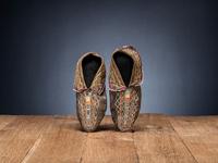 Seneca Black Tanned Quilled Moccasins