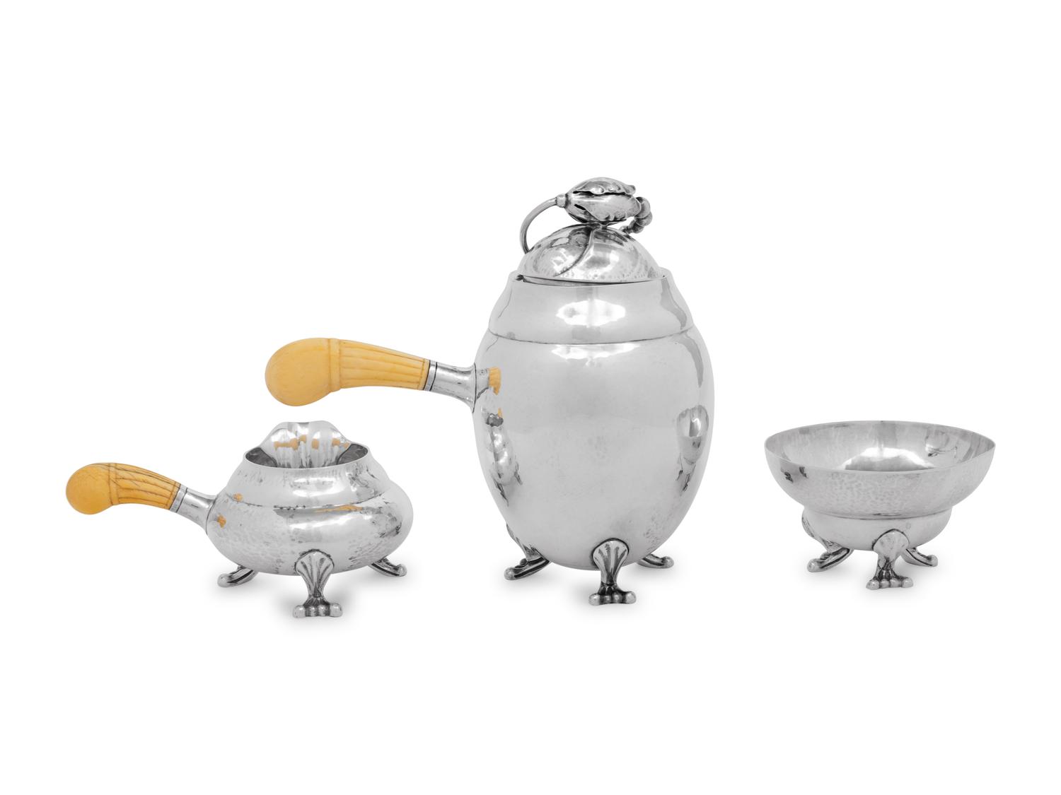 A Georg Jensen Silver Three-Piece Coffee Service