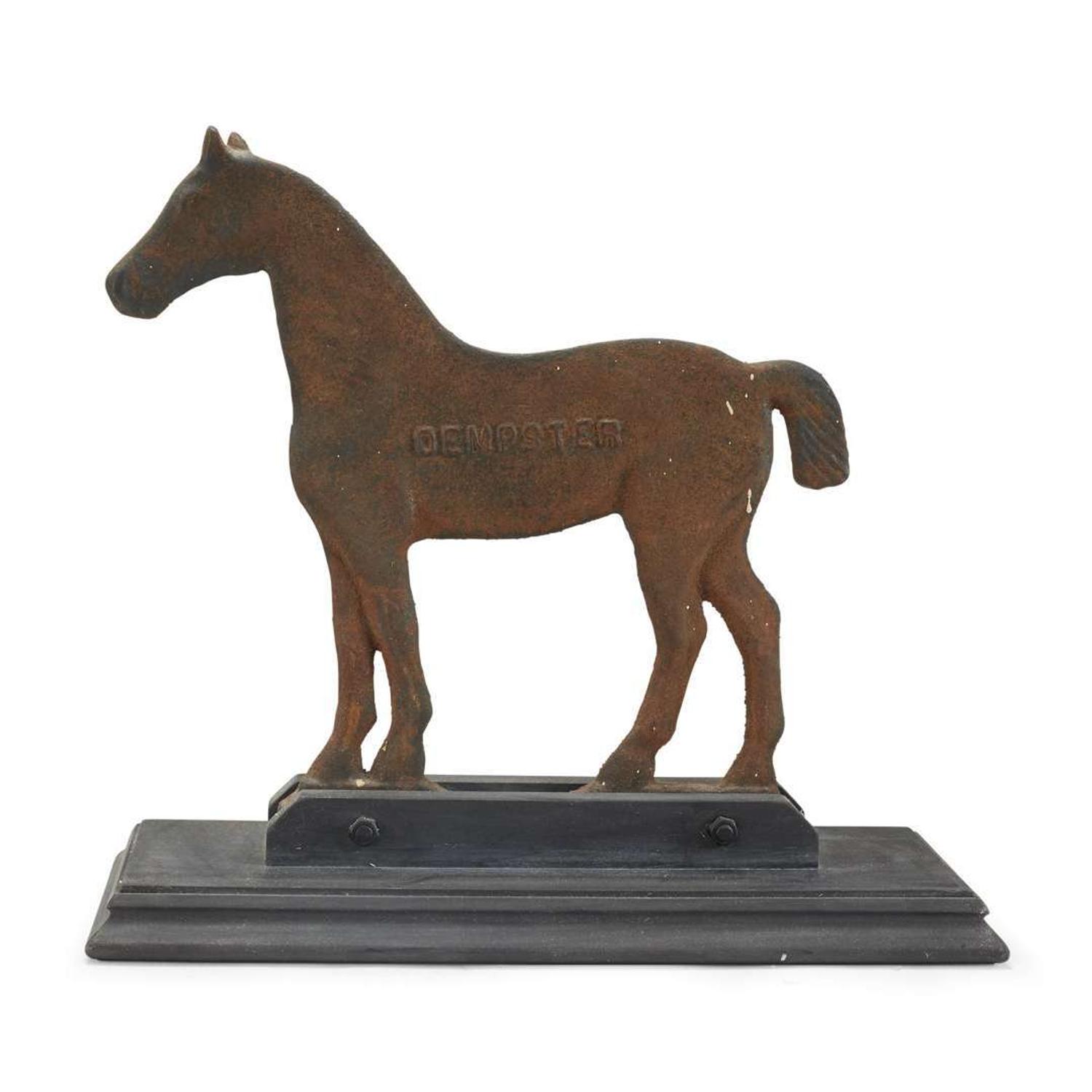 Cast iron "Dempster" horse windmill weight with bob tail late 19th century