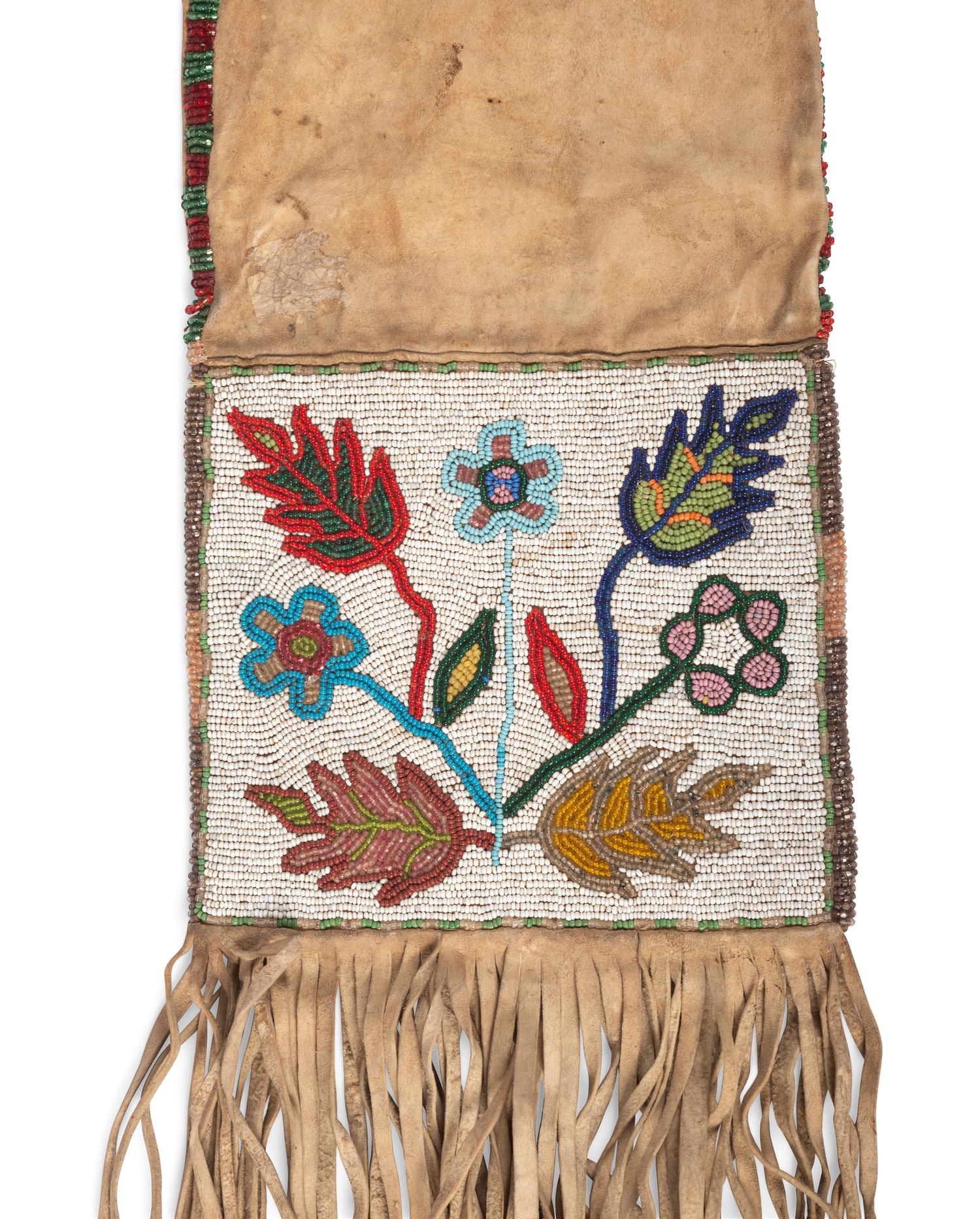 Cree Beaded Hide Tobacco Bag