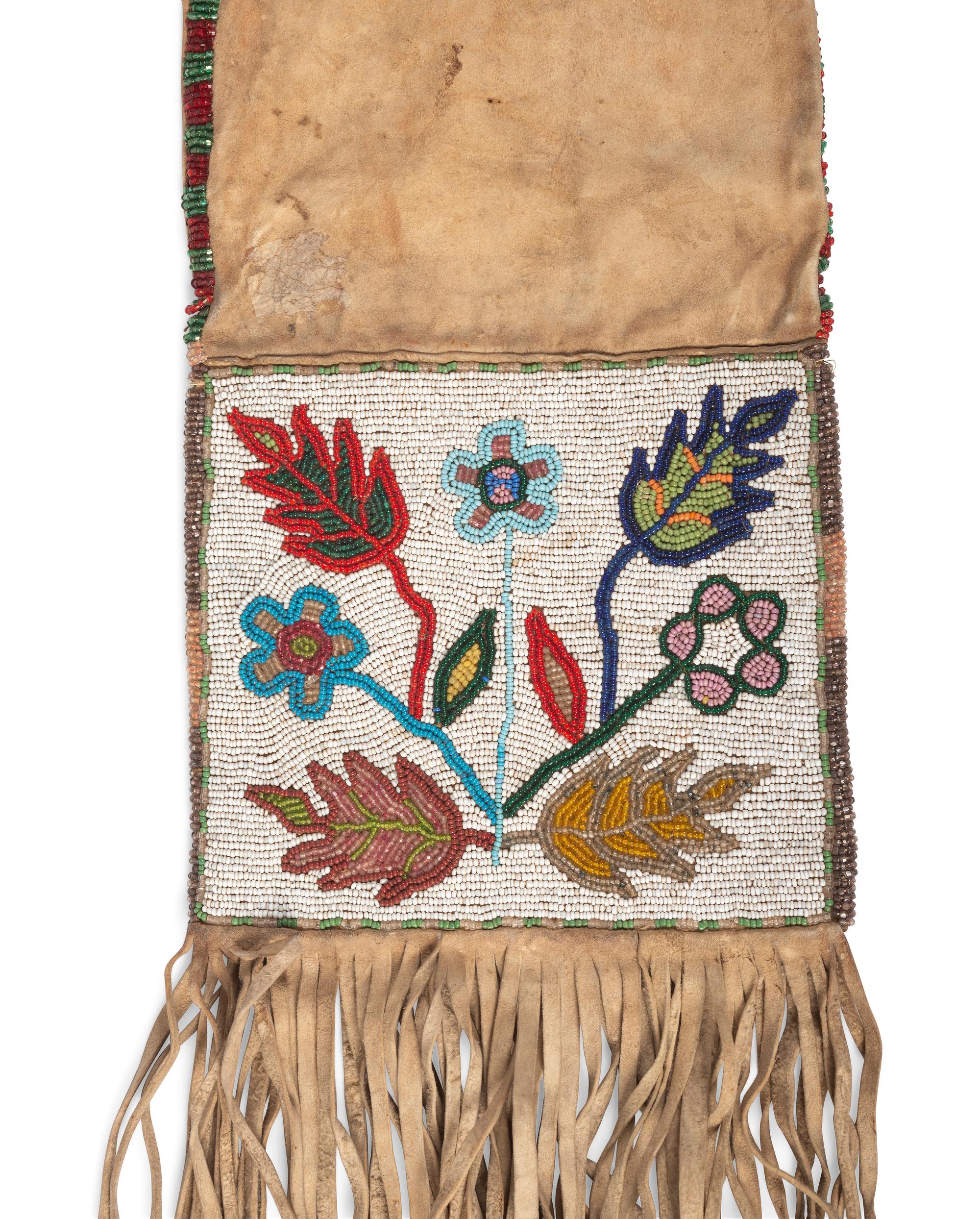 Cree Beaded Hide Tobacco Bag