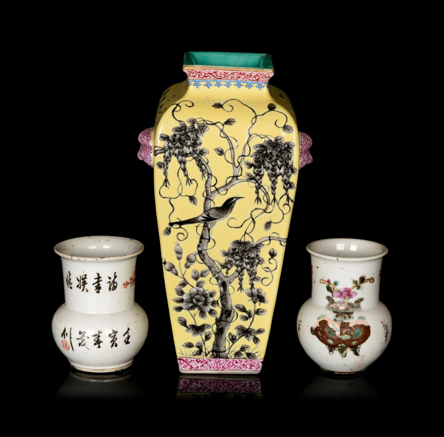 Three Chinese Famille Rose Porcelain Vases