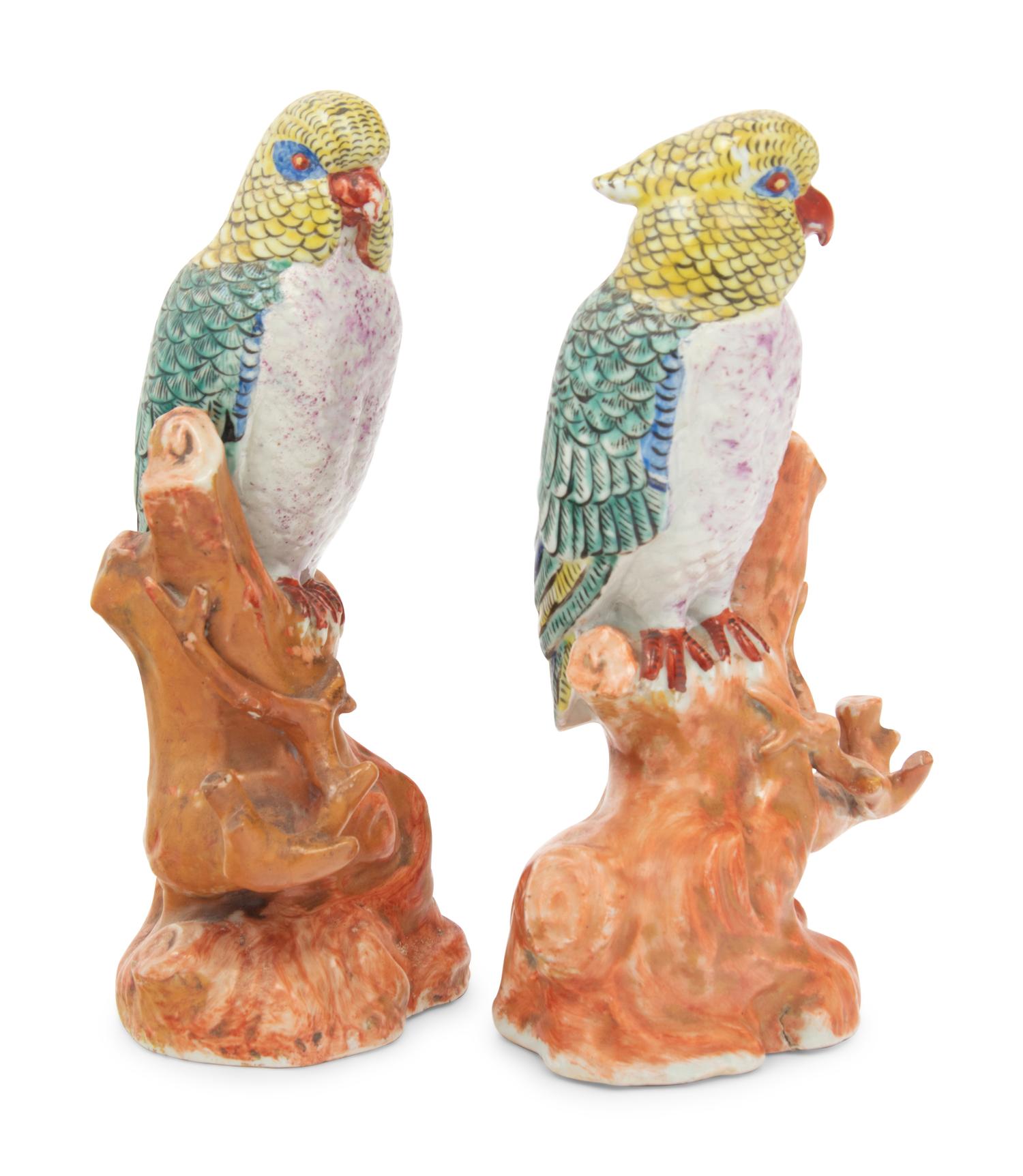 A Pair of Chinese Export Porcelain Birds
