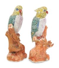 A Pair of Chinese Export Porcelain Birds