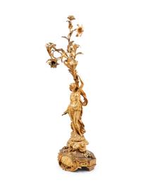 A Neoclassical Gilt Bronze Figural Candelabrum