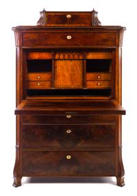 A German or Austrian Walnut Secretaire a Abattant Height 63 1/2 x width 39 1/4 x depth 20 1/4 inches. — LATE 19TH/EARLY 20TH CENTURY