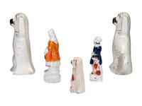 Five Staffordshire Glazed Dogs and Figures