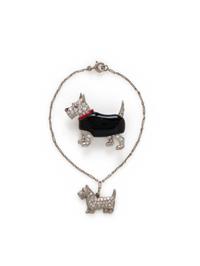 DIAMOND AND ENAMEL DOG MOTIF JEWELRY